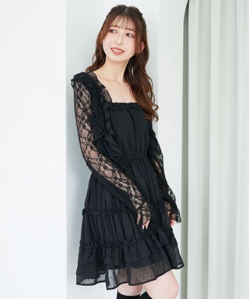 MAJESTIC LEGON / マジェスティックレゴン ミニ丈・ひざ丈ワンピース | ギャザーフリルミニワンピ | 詳細30