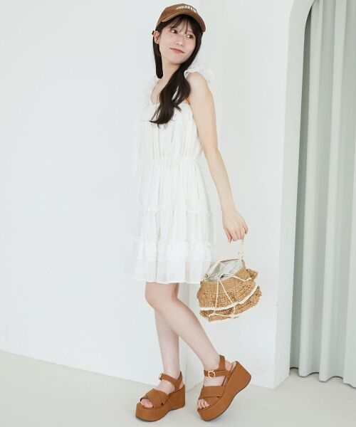 MAJESTIC LEGON / マジェスティックレゴン ミニ丈・ひざ丈ワンピース | ギャザーフリルミニワンピ | 詳細6