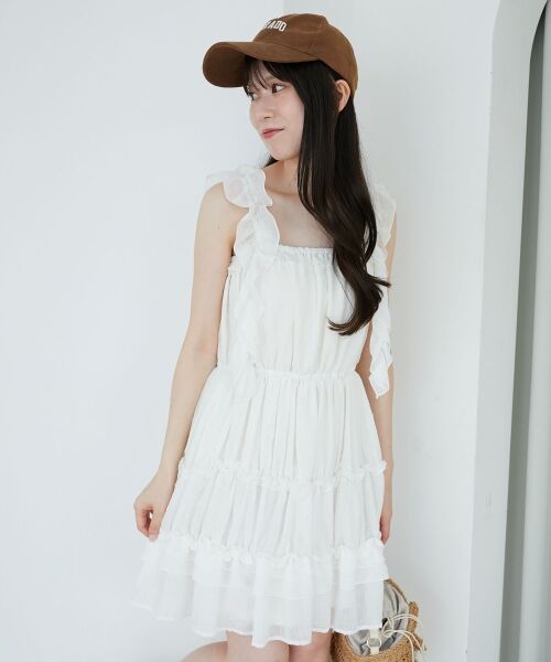 MAJESTIC LEGON / マジェスティックレゴン ミニ丈・ひざ丈ワンピース | ギャザーフリルミニワンピ | 詳細8