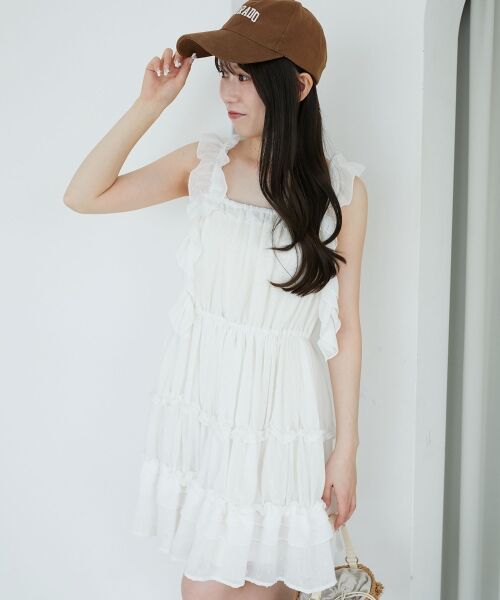 MAJESTIC LEGON / マジェスティックレゴン ミニ丈・ひざ丈ワンピース | ギャザーフリルミニワンピ | 詳細9