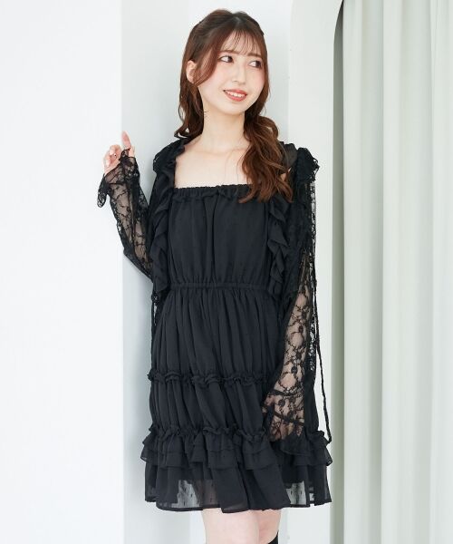 MAJESTIC LEGON/マジェスティックレゴン ギャザーフリルミニワンピ ブラック M