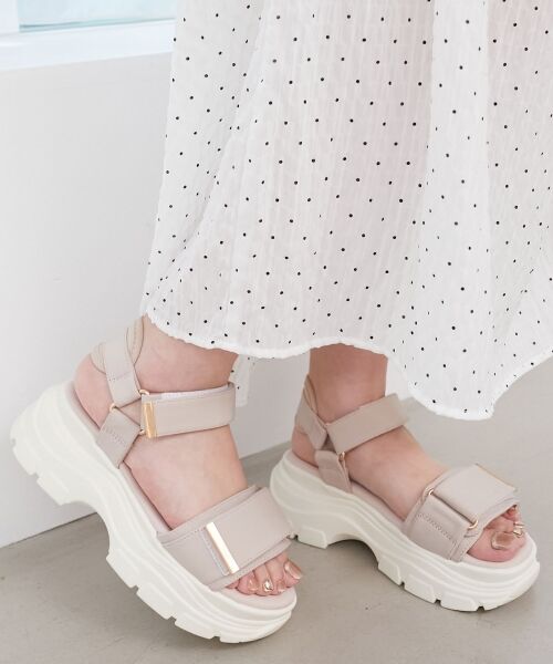 MAJESTIC LEGON / マジェスティックレゴン サンダル | ワイドベルトスポサン(ピンクベージュ)