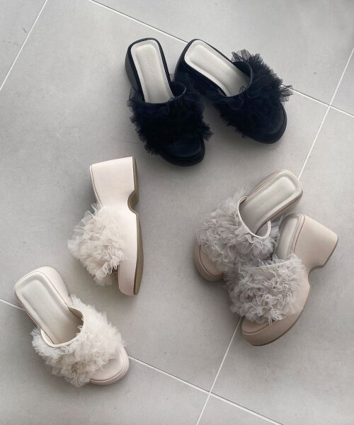 MAJESTIC LEGON / マジェスティックレゴン サンダル | ボリュームフリルサンダル(ブラック)