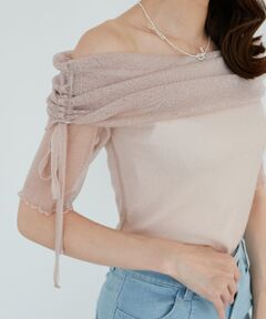 MAJESTIC LEGON / マジェスティックレゴン カットソー | ∞ラメチュールオフショル半袖トップス