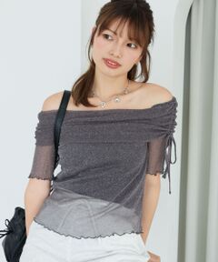 MAJESTIC LEGON / マジェスティックレゴン カットソー | ∞ラメチュールオフショル半袖トップス