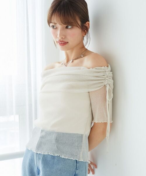 MAJESTIC LEGON / マジェスティックレゴン カットソー | ∞ラメチュールオフショル半袖トップス | 詳細10