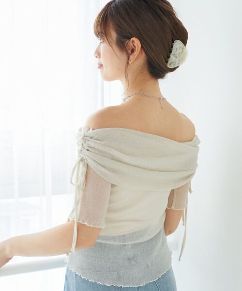 MAJESTIC LEGON / マジェスティックレゴン カットソー | ∞ラメチュールオフショル半袖トップス | 詳細11