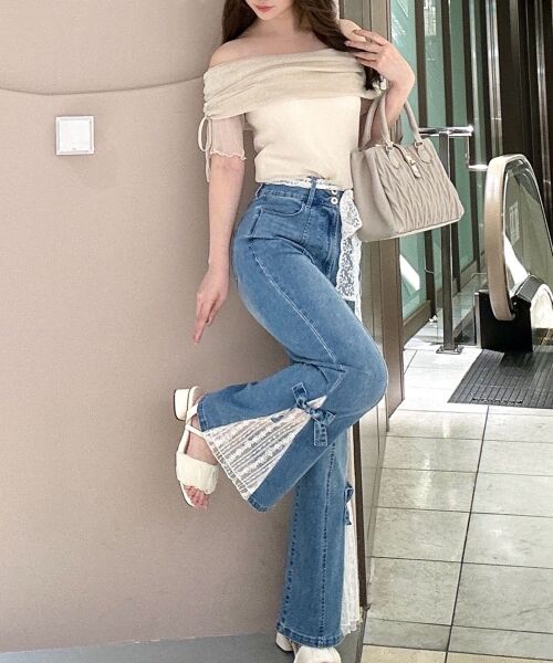 MAJESTIC LEGON / マジェスティックレゴン カットソー | ∞ラメチュールオフショル半袖トップス | 詳細13