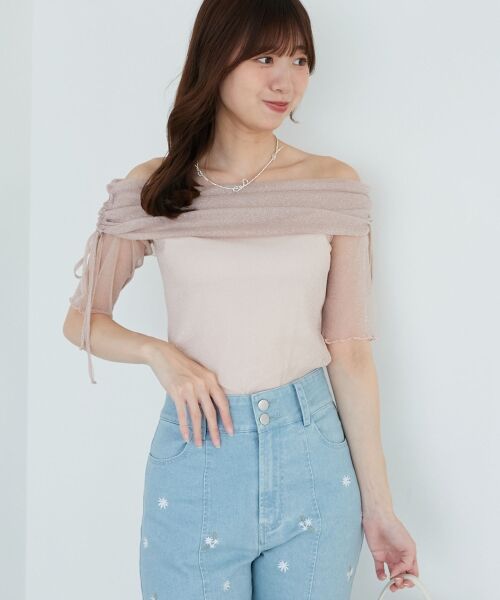 MAJESTIC LEGON / マジェスティックレゴン カットソー | ∞ラメチュールオフショル半袖トップス | 詳細17