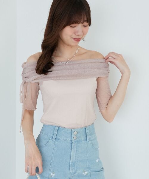 MAJESTIC LEGON / マジェスティックレゴン カットソー | ∞ラメチュールオフショル半袖トップス | 詳細18