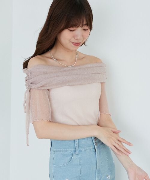 MAJESTIC LEGON / マジェスティックレゴン カットソー | ∞ラメチュールオフショル半袖トップス | 詳細19