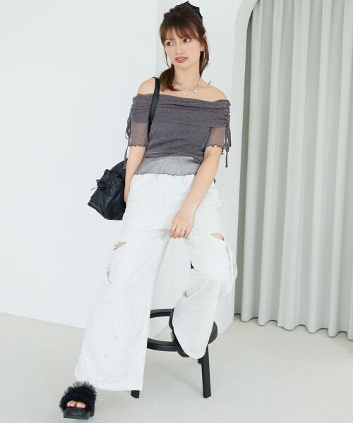 MAJESTIC LEGON / マジェスティックレゴン カットソー | ∞ラメチュールオフショル半袖トップス | 詳細22