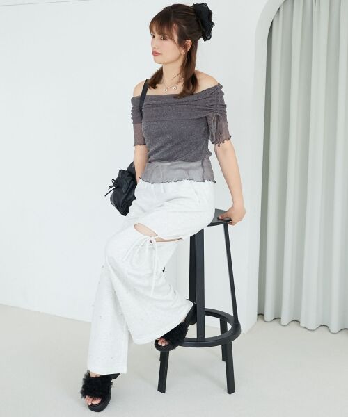 MAJESTIC LEGON / マジェスティックレゴン カットソー | ∞ラメチュールオフショル半袖トップス | 詳細23