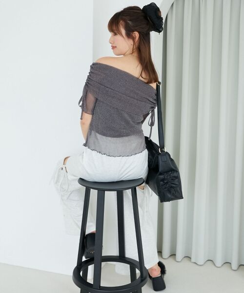 MAJESTIC LEGON / マジェスティックレゴン カットソー | ∞ラメチュールオフショル半袖トップス | 詳細24