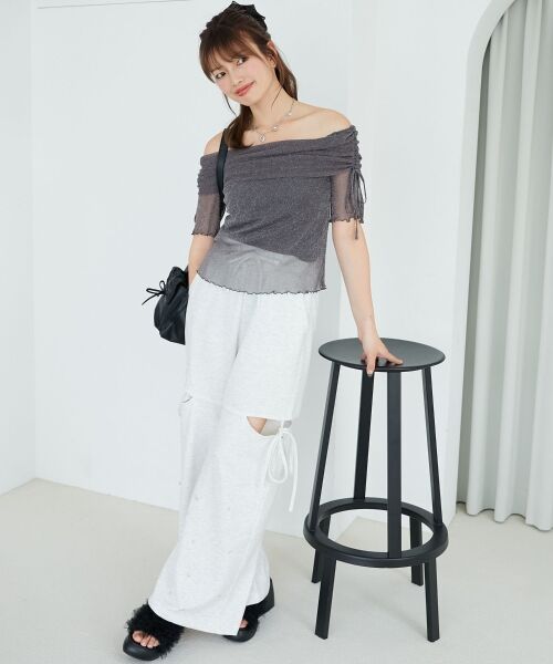 MAJESTIC LEGON / マジェスティックレゴン カットソー | ∞ラメチュールオフショル半袖トップス | 詳細25