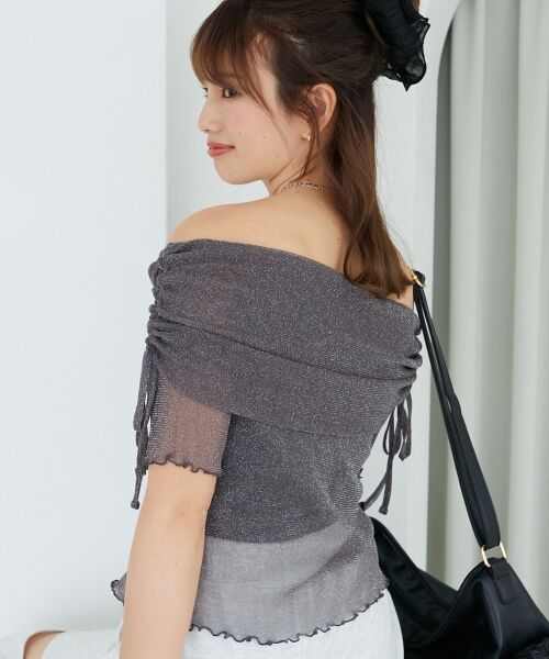 MAJESTIC LEGON / マジェスティックレゴン カットソー | ∞ラメチュールオフショル半袖トップス | 詳細28