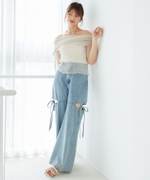 MAJESTIC LEGON / マジェスティックレゴン カットソー | ∞ラメチュールオフショル半袖トップス | 詳細6