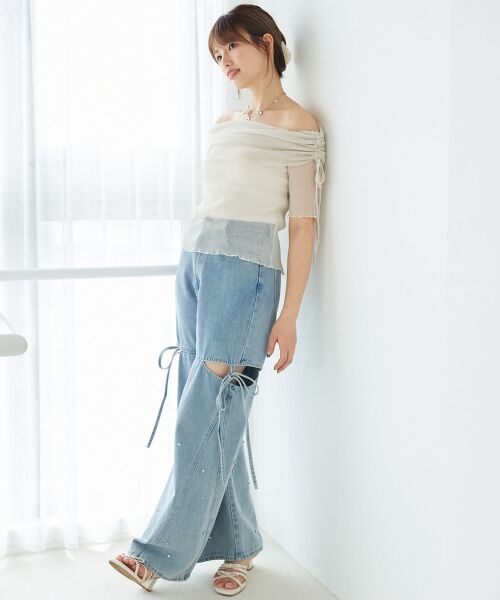 MAJESTIC LEGON / マジェスティックレゴン カットソー | ∞ラメチュールオフショル半袖トップス | 詳細7