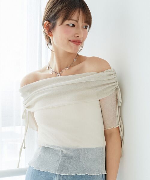 MAJESTIC LEGON / マジェスティックレゴン カットソー | ∞ラメチュールオフショル半袖トップス | 詳細9