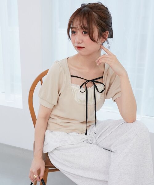 MAJESTIC LEGON / マジェスティックレゴン カットソー | ギャザードッキングカットトップス | 詳細20