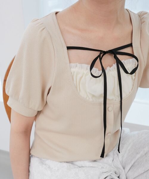 MAJESTIC LEGON / マジェスティックレゴン カットソー | ギャザードッキングカットトップス | 詳細24