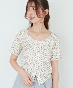 MAJESTIC LEGON / マジェスティックレゴン カットソー | フロントリボンレイヤード風トップス