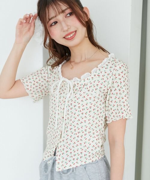 MAJESTIC LEGON / マジェスティックレゴン カットソー | フロントリボンレイヤード風トップス | 詳細14