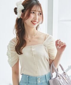 MAJESTIC LEGON / マジェスティックレゴン カットソー | パールチェーン異素材トップス