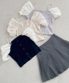 MAJESTIC LEGON / マジェスティックレゴン カットソー | パールチェーン異素材トップス