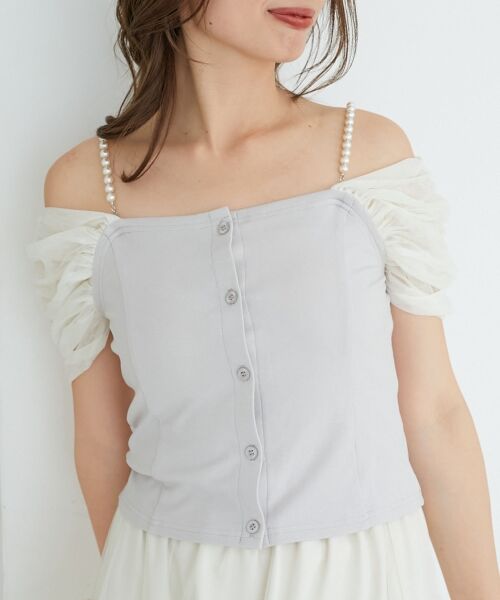 MAJESTIC LEGON / マジェスティックレゴン カットソー | パールチェーン異素材トップス | 詳細13