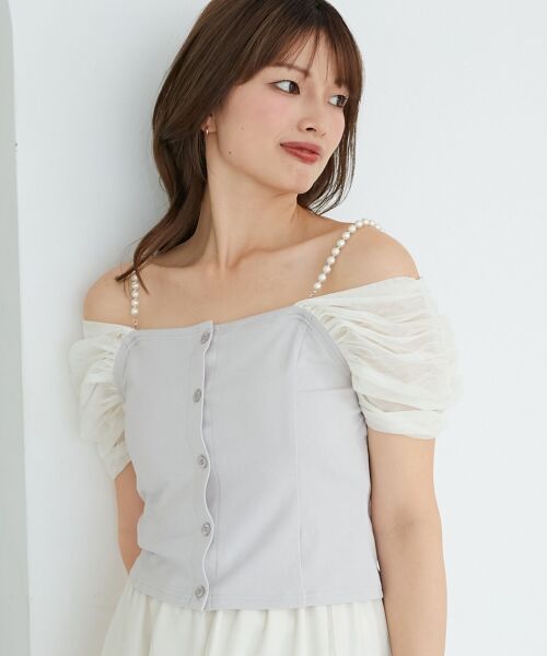 MAJESTIC LEGON / マジェスティックレゴン カットソー | パールチェーン異素材トップス | 詳細14