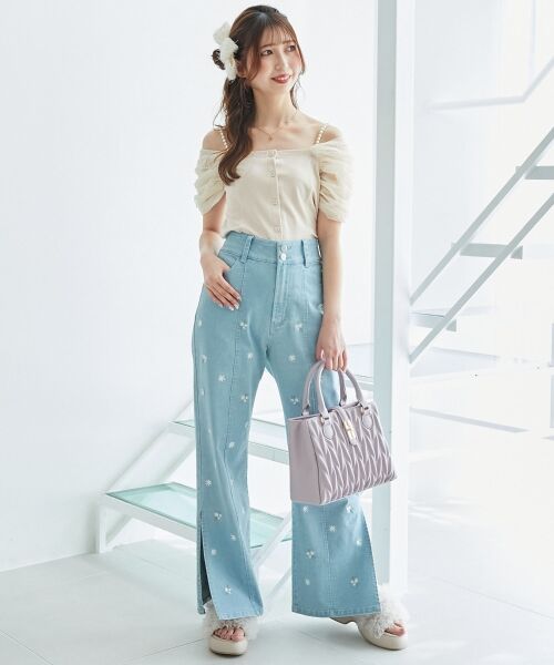 MAJESTIC LEGON / マジェスティックレゴン カットソー | パールチェーン異素材トップス | 詳細2