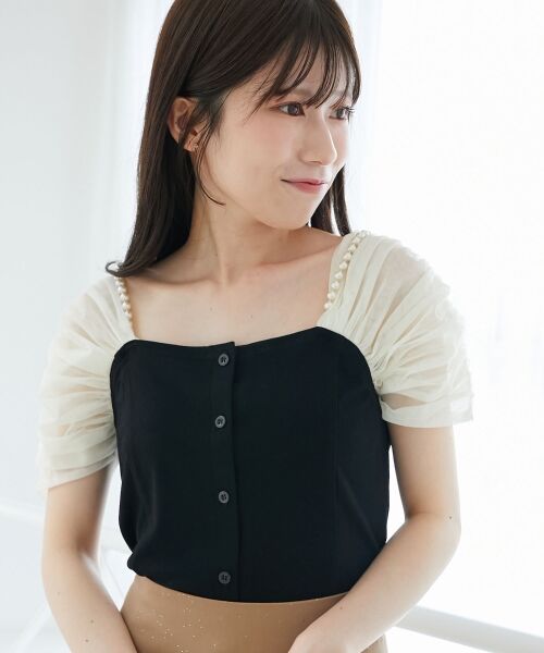 MAJESTIC LEGON / マジェスティックレゴン カットソー | パールチェーン異素材トップス | 詳細20