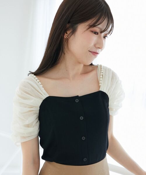 MAJESTIC LEGON / マジェスティックレゴン カットソー | パールチェーン異素材トップス | 詳細21