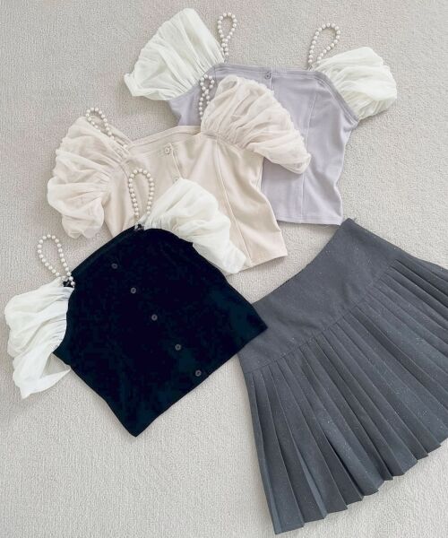 MAJESTIC LEGON / マジェスティックレゴン カットソー | パールチェーン異素材トップス | 詳細24