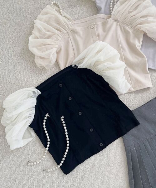 MAJESTIC LEGON / マジェスティックレゴン カットソー | パールチェーン異素材トップス | 詳細25