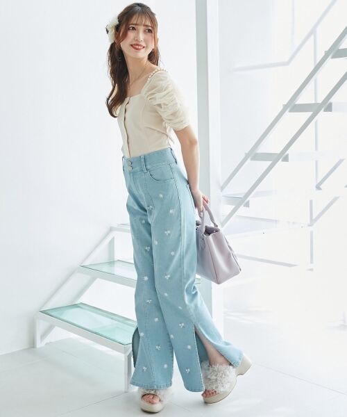 MAJESTIC LEGON / マジェスティックレゴン カットソー | パールチェーン異素材トップス | 詳細3