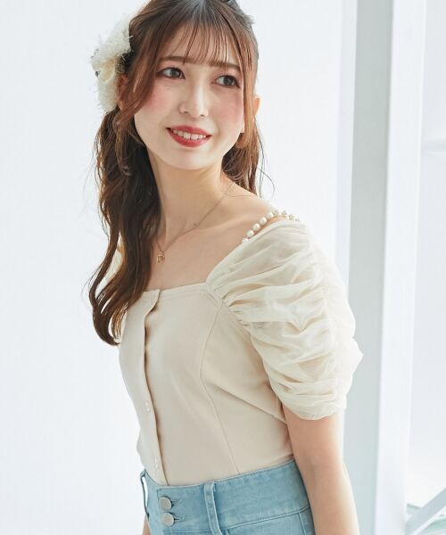 MAJESTIC LEGON / マジェスティックレゴン カットソー | パールチェーン異素材トップス | 詳細6