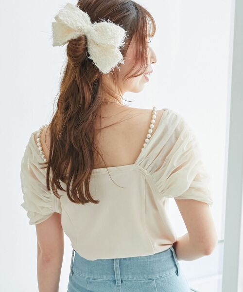 MAJESTIC LEGON / マジェスティックレゴン カットソー | パールチェーン異素材トップス | 詳細7