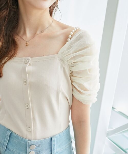 MAJESTIC LEGON / マジェスティックレゴン カットソー | パールチェーン異素材トップス | 詳細8