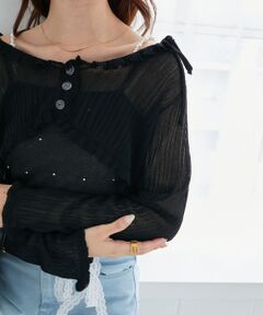 MAJESTIC LEGON / マジェスティックレゴン カーディガン・ボレロ | パールチェーンキャミセットフリルカーデ