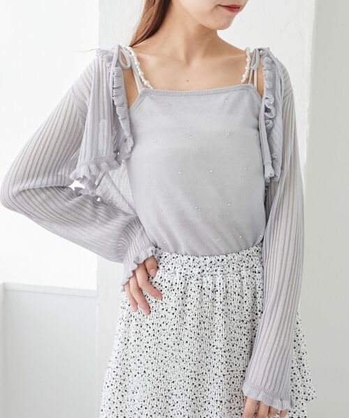 MAJESTIC LEGON / マジェスティックレゴン カーディガン・ボレロ | パールチェーンキャミセットフリルカーデ | 詳細20