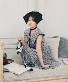 MAJESTIC LEGON / マジェスティックレゴン ミニ丈・ひざ丈ワンピース | チョーカーセットビッグカラーワンピース