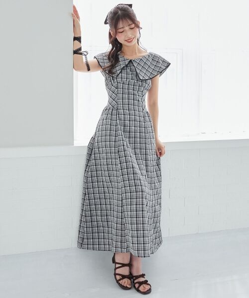 MAJESTIC LEGON / マジェスティックレゴン ミニ丈・ひざ丈ワンピース | チョーカーセットビッグカラーワンピース | 詳細15