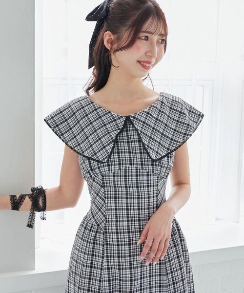 MAJESTIC LEGON / マジェスティックレゴン ミニ丈・ひざ丈ワンピース | チョーカーセットビッグカラーワンピース | 詳細18