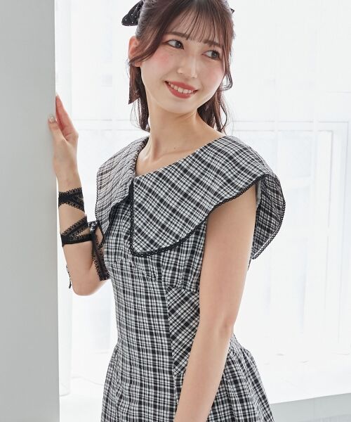 MAJESTIC LEGON / マジェスティックレゴン ミニ丈・ひざ丈ワンピース | チョーカーセットビッグカラーワンピース | 詳細19