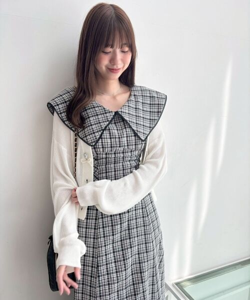 MAJESTIC LEGON / マジェスティックレゴン ミニ丈・ひざ丈ワンピース | チョーカーセットビッグカラーワンピース | 詳細2