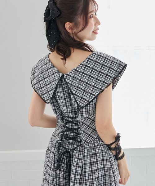 MAJESTIC LEGON / マジェスティックレゴン ミニ丈・ひざ丈ワンピース | チョーカーセットビッグカラーワンピース | 詳細20