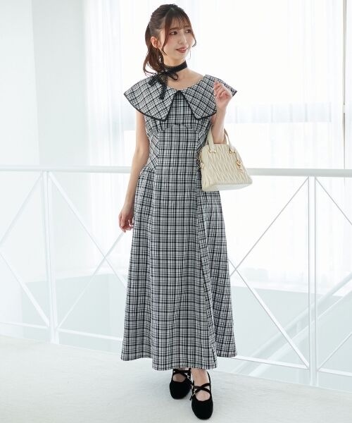 MAJESTIC LEGON / マジェスティックレゴン ミニ丈・ひざ丈ワンピース | チョーカーセットビッグカラーワンピース | 詳細22