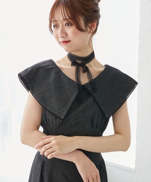 MAJESTIC LEGON / マジェスティックレゴン ミニ丈・ひざ丈ワンピース | チョーカーセットビッグカラーワンピース | 詳細28